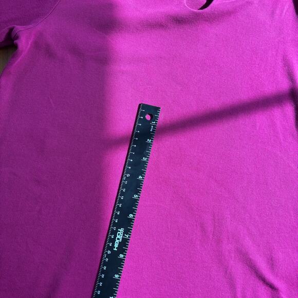 Rafaella Boat Neck Top Pink Silver Buckle Keyhole Size Large 100% Cotton - Picture 3 of 9